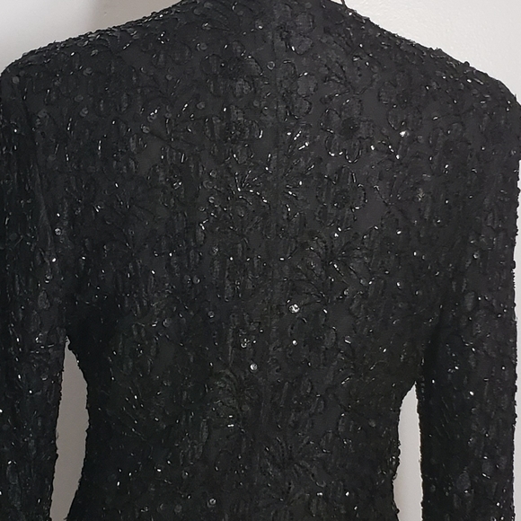 GIORGIO ARMANI black floral sequins jacket SZ 42 - Picture 7 of 10